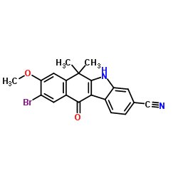 9-broMo-8-Methoxy-6,6-diMethyl-11-oxo-6,11-dihydro-5H-benzo[b]carbazole-3-carbonitrile structure, CAS 1256579-03-9