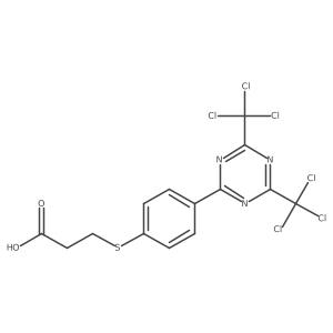 [3-[[4-[4,6-Bis(trichloromethyl)-1,3,5-triazin-2-yl]phenyl]thio]propanoic acid structure, CAS 381731-78-8