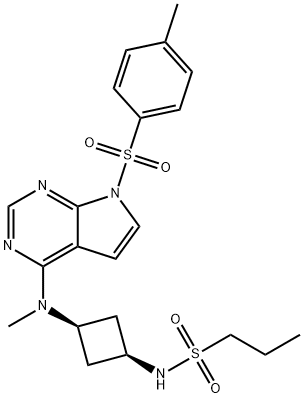 1-Propanesulfonamide, N-[cis-3-[methyl[7-[(4-methylphenyl)sulfonyl]-7H-pyrrolo[2,3-d]pyrimidin-4-yl]amino]cyclobutyl]- structure, CAS 2204275-76-1