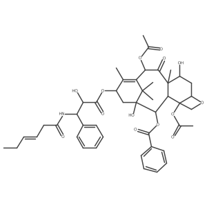 Benzenepropanoic acid, α-hydroxy-β-[[(3E)-1-oxo-3-hexen-1-yl]amino]-, (2aR,4S,4aS,6R,9S,11S,12S,12aR,12bS)-6,12b-bis(acetyloxy)-12-(benzoyloxy)-2a,3,4,4a,5,6,9,10,11,12,12a,12b-dodecahydro-4,11-dihydroxy-4a,8,13,13-tetramethyl-5-oxo-7,11-methano-1H-cyclod structure, CAS 2243233-98-7