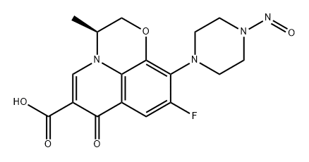 7H-Pyrido[1,2,3-de]-1,4-benzoxazine-6-carboxylic acid, 9-fluoro-2,3-dihydro-3-methyl-10-(4-nitroso-1-piperazinyl)-7-oxo-, (3S)- structure, CAS 1152314-62-9
