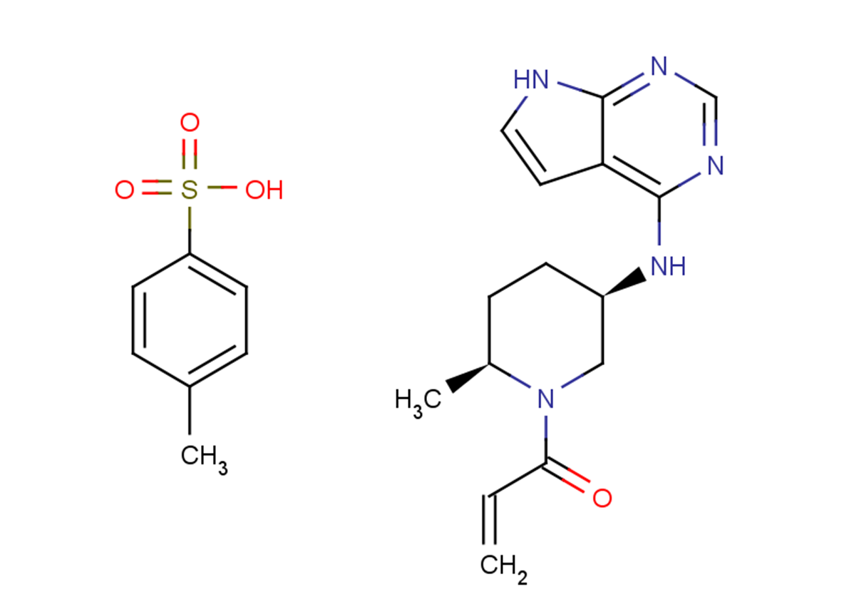 2-Propen-1-one, 1-[(2S,5R)-2-methyl-5-(7H-pyrrolo[2,3-d]pyrimidin-4-ylamino)-1-piperidinyl]-, 4-methylbenzenesulfonate structure, CAS 2192215-81-7