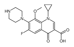 1-Cyclopropyl-6-fluoro-8-Methoxy-4-oxo-7-(piperazin-1-yl)1,4-dihydroquinoline-3-carboxylic acid structure, CAS 112811-57-1