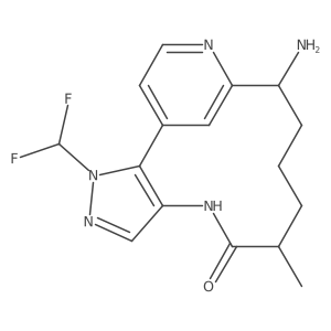 (5R,9S)-9-amino-21-(difluoromethyl)-5-methyl-21H-3-aza-1(4,2)-pyridina-2(5,4)-pyrazolacyclononaphan-4-one structure, CAS 1802431-24-8