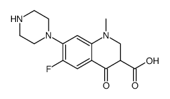6-Fluoro-1,4-dihydro-1-methyl-4-oxo-7-(1-piperazinyl)-3-quinolinecarboxylic acid structure, CAS 70459-07-3