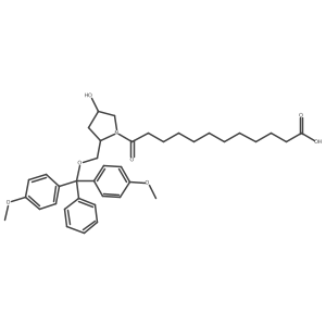 1-Pyrrolidinedodecanoic acid, 2-[[bis(4-methoxyphenyl)phenylmethoxy]methyl]-4-hydroxy-λ-oxo-, (2S,4R)- structure, CAS 1159408-70-4