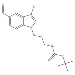 Carbamic acid, N-[3-(3-bromo-5-formyl-1H-indol-1-yl)propyl]-, 1,1-dimethylethyl ester structure, CAS 1835283-88-9