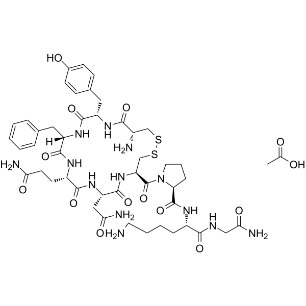 Vasopressin, 8-l-lysine-, monoacetate (salt) structure, CAS 83968-49-4