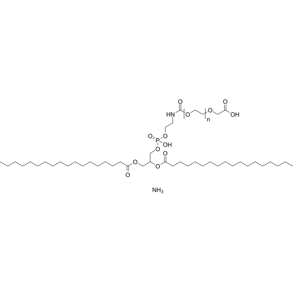 1,2-distearoyl-sn-glycero-3-phosphoethanolaMine-N-[carboxy(polyethylene glycol)-2000] (aMMoniuM salt) structure, CAS 474922-20-8