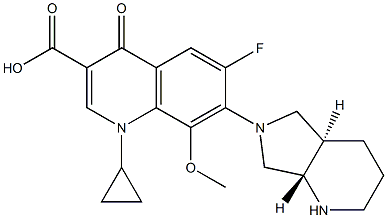 1-cyclopropyl-6-fluoro-1,4-dihydro-7-((4aR,7aS)-octahydropyrrolo [3,4-b]pyridin-6-yl)-8-Methoxy-4-oxoquinoline-3-carboxylic acid structure, CAS 1394029-14-1
