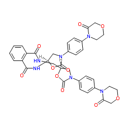 N1-(((R)-2-oxo-3-(4-(3- oxomorpholino)phenyl)oxazolidin-5- yl)methyl)-N2-(((S)-2-oxo-3-(4-(3- oxomorpholino)phenyl)oxazolidin-5- yl)methyl)phthalamide structure, CAS 1365267-36-2