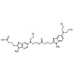 4-[5-({2-[(4-{5-[Bis(2-chloroethyl)amino]-1-methyl-1H-benzimidazol-2-yl}butanoyl)oxy]ethyl}(2-chloroethyl)amino)-1-methyl-1H-benzimidazol-2-yl]butanoic acid structure, CAS 1228551-91-4