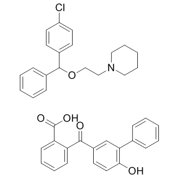 o-[(2'-hydroxy[1,1'-biphenyl]-4-yl)carbonyl]benzoic acid, compound with 1-[2-(4-chlorobenzhydryloxy)ethyl]piperidine (1:1 structure, CAS 85187-37-7