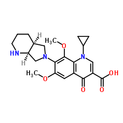 1-Cyclopropyl-1,4-dihydro-6,8-dimethoxy-7-[(4aS,7aS)-octahydro-6H-pyrrolo[3,4-b]pyridin-6-yl]-4-oxo-3-quinolinecarboxylic acid structure, CAS 1029364-73-5