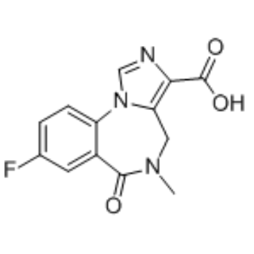 8-fluoro-5-methyl-6-oxo-5,6-dihydro-4H- benzo[f]imidazo[1,5-a][1,4]diazepine-3- carboxylic acid structure, CAS 84378-44-9