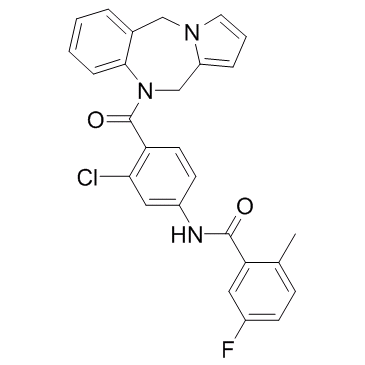 N-(3-CHLORO-4-(10,11-DIHYDRO-5H-BENZO[E]PYRROLO[1,2-A][1,4]DIAZEPINE-10-CARBONYL)PHENYL)-5-FLUORO-2-METHYLBENZAMIDE structure, CAS 168079-32-1