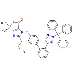 3,6-Dihydro-6,6-diMethyl-2-propyl-3-[[2'-[2-(triphenylMethyl)-2H-tetrazol-5-yl][1,1'-biphenyl]-4-yl]Methyl]-4H-furo[3,4-d]iMidazol-4-one structure, CAS 1048948-15-7