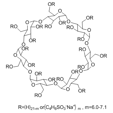 β-Cyclodextrin, sulfobutyl ethers, sodium salts structure, CAS 182410-00-0