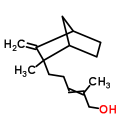 (E)-2-methyl-5-((1S,2S,4R)-2-methyl-3- methylenebicyclo[2.2.1]heptan-2-yl)pent-2- en-1-ol structure, CAS 11031-45-1