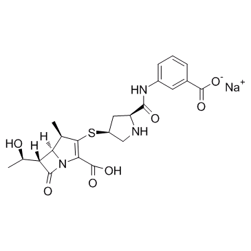 1-Azabicyclo(3.2.0)hept-2-ene-2-carboxylic acid, 3-(((3S,5S)-5-(((3-ca rboxyphenyl)amino)carbonyl)-3-pyrrolidinyl)thio)-6-((1R)-1-hydroxyethy l)-4-methyl-7-oxo-, monosodium salt, (4R,5S,6S)- structure, CAS 153773-82-1