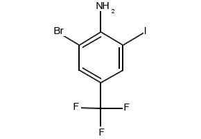 2-Bromo-6-iodo-4-(trifluoromethyl)aniline structure, CAS 875306-20-0