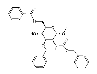 Methyl2-deoxy-2-[[(phenylmethoxy)carbonyl]amino]-3-O-(phenylmethyl)-alpha-D-glucopyranoside6-benzoate structure, CAS 87907-36-6
