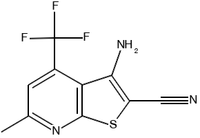 3-Amino-6-methyl-4-(trifluoromethyl)thieno[2,3-b]pyridine-2-carbonitrile structure, CAS 317840-08-7