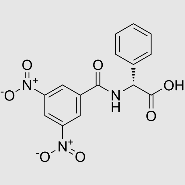 (R)-(-)-N-(3,5-Dinitrobenzoyl)-alpha-phenylglycine structure, CAS 74927-72-3
