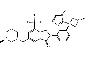2-((5-(6-Chloro-3-pyridyl)-4-[3-(trifluoromethyl)phenyl]-4H-1,2,4-triazole-3-yl)thio-1-[3-(trifluoromethyl)phenyl]ethan-1-one structure, CAS 680217-03-2
