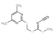 [(4,6-Dimethylpyrimidin-2-ylthio)methyl]methylcyanocarbonimidodithioate structure, CAS 120958-21-6