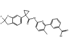3-(6-{[1-(2,2-Difluoro-benzo[1,3]dioxol-5-yl)-cyclopropanecarbonyl]-amino}-3-methyl-pyridin-2-yl)-benzoicacid structure, CAS 936727-05-8