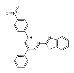 5-(2-Benzothiazolyl)-1-(4-nitrophenyl)-3-phenylformazan structure, CAS 52644-49-2
