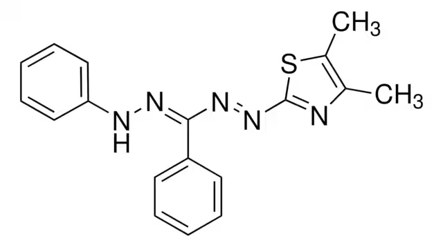 3,5-Diphenyl-1-(4,5-dimethyl-2-thiazolyl)formazan structure, CAS 23305-68-2
