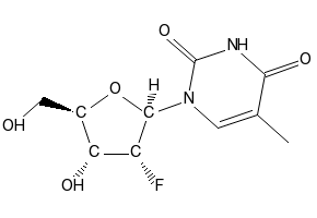 2'-Deoxy-2'-fluorothymidine structure, CAS 122799-38-6