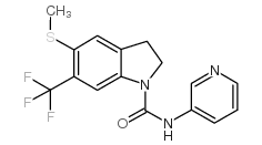 2,3-Dihydro-5-(methylthio)-N-3-pyridinyl-6-(trifluoromethyl)-(1H)-indole-1-carboxamide structure, CAS 196965-14-7