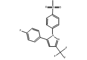 1-[(4-methylsulfonyl)phenyl]-3-trifluoromethyl-5-(4-fluorophenyl)pyrazole structure, CAS 162054-19-5