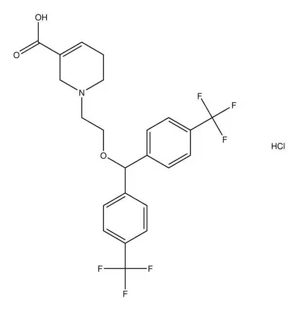 1-[2-[bis[4-(Trifluoromethyl)phenyl]methoxy]ethyl]-1,2,5,6-tetrahydropyridine-3-carboxylicacid structure, CAS 110283-66-4