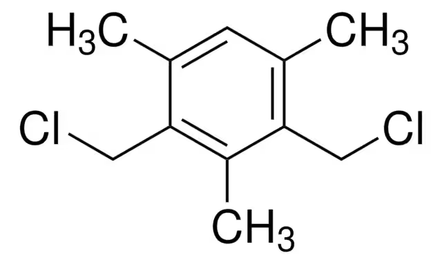 2,4-Bis(chloromethyl)-1,3,5-trimethylbenzene structure, CAS 1585-17-7