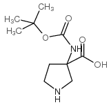 3-(T-Butoxycarbonyl)aminopyrrolidine-3-carboxylicacid structure, CAS 869786-49-2