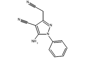 5-Amino-4-cyano-3-cyanomethyl-1-phenylpyrazole structure, CAS 7152-40-1