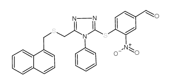 4-[(5-([1-Naphthylmethyl)thio]methyl)-4-phenyl-4H-1,2,4-triazol-3-yl)thio]-3-nitrobenzaldehyde structure, CAS 303010-08-4