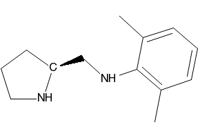 (S)-(+)-2-(2,6-Xylidinomethyl)pyrrolidine structure, CAS 70371-56-1