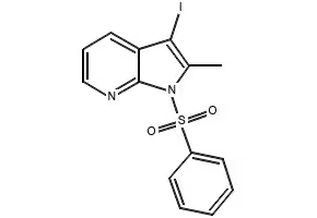 3-iodo-1-methyl-2-phenyl-1H-pyrrolo[2,3-b]pyridine structure, CAS 945608-15-1