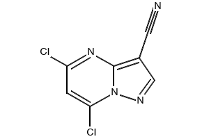 5,7-Dichloropyrazolo[1,5-a]pyrimidine-3-carbonitrile structure, CAS 845895-95-6