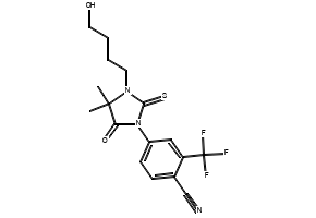 4-[3-(4-Hydroxybutyl)-4,4-dimethyl-5-oxo-2-thioxoimidazolidin-1-yl]-2-(trifluoromethyl)benzonitrile structure, CAS 155180-53-3