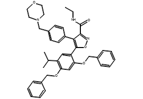 5-[2,4-Bis(benzyloxy)-5-isopropylphenyl]-N-ethyl-4-(4-formylphenyl)isoxazole-3-carboxamide structure, CAS 747414-23-9