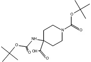 1-Boc-4-(Boc-amino)piperidine-4-carboxylicAcid structure, CAS 189321-65-1