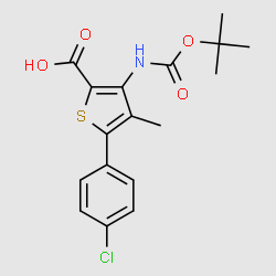 3-tert-Butoxycarbonylamino-5-(4-chlorophenyl)-4-methylthiophene-2-carboxylicacid structure, CAS 691393-94-9