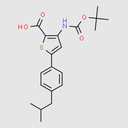 3-tert-Butoxycarbonylamino-5-(4-isobutylphenyl)thiophene-2-carboxylicacid structure, CAS 688763-52-2