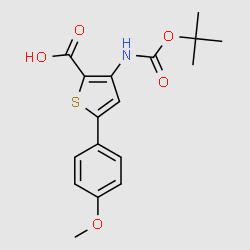 3-tert-Butoxycarbonylamino-5-(4-methoxyphenyl)thiophene-2-carboxylicacid structure, CAS 688763-48-6